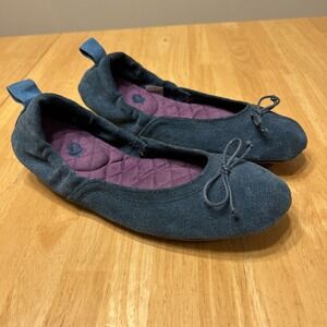 Acorn Blue Quilted Suede Ballet‎ Flats Bow Comfort Cushion Casual Minimalist 7